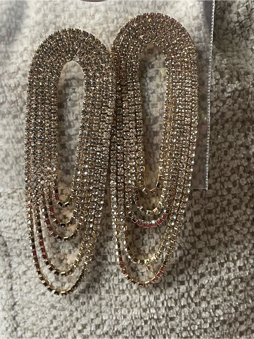 Swarovski Gold Multi-Row Crystal Drop Earrings
